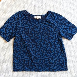 Loft navy blue cheetah print t shirt